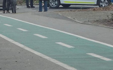 TROTINETIST LOVIT DE O MAȘINĂ PE PISTA DE BICICLETE