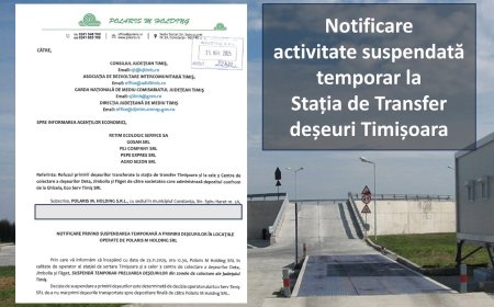 SUSPENDATĂ PRELUAREA DEȘEURILOR LA STAȚIA DE TRANSFER DIN TIMIȘ