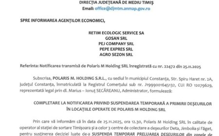 O comună timișeană a rămas fără operator de salubrizare