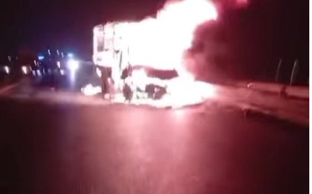 ACCIDENT TERIBIL PE A1! CAMION ÎN FLĂCĂRI!