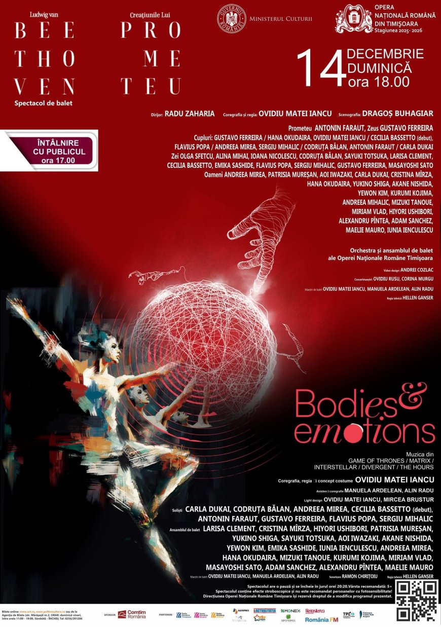 „Creațiunile lui Prometeu / Bodies & Emotions” – spectacol de balet la Timișoara