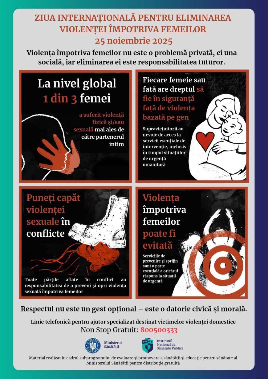 25 noiembrie 2025 – Ziua Internațională pentru Eliminarea Violenței împotriva Femeilor