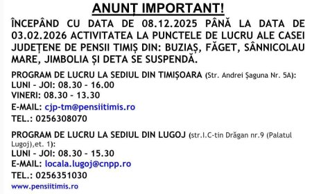 Suspendare temporară a activității CJ Pensii