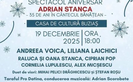 SĂRBĂTOAREA CRĂCIUNULUI, SPECTACOL ANIVERSAR PENTRU ADRIAN STANCA LA BUZIAȘ