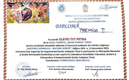 Liceul „David Voniga” Giroc, Premiul I la concursul județean de colinde