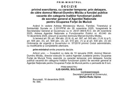 Marcel Miclău, reconfirmat în funcția de secretar general al ANOFM