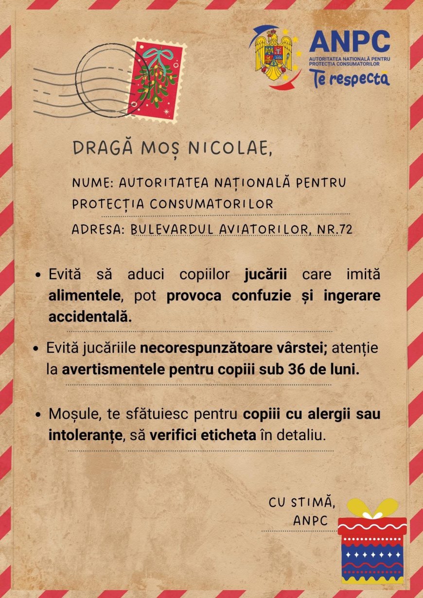 ANPC, SFATURI PENTRU CADOURI SIGURE DE MOȘ NICOLAE