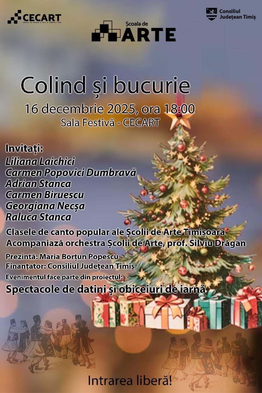”Colind și bucurie” alături de Liliana Laichici, Carmen Popovici Dumbravă, Adrian Stanca, Carmen Biruescu, Georgiana Necșa și Raluca Stanca