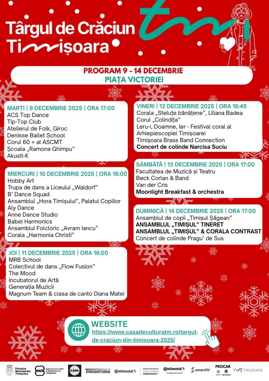 Programul celei de-a doua săptămâni la Târgul de Crăciun Timișoara