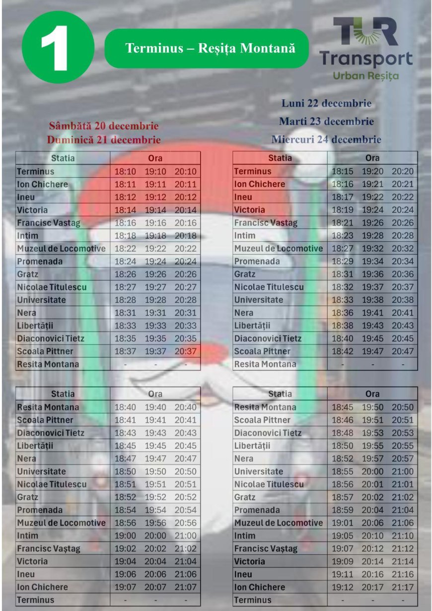 REȘIȚENII ÎL VOR ÎNTÂLNI PE MOȘ CRĂCIUN ÎN TRAMVAI