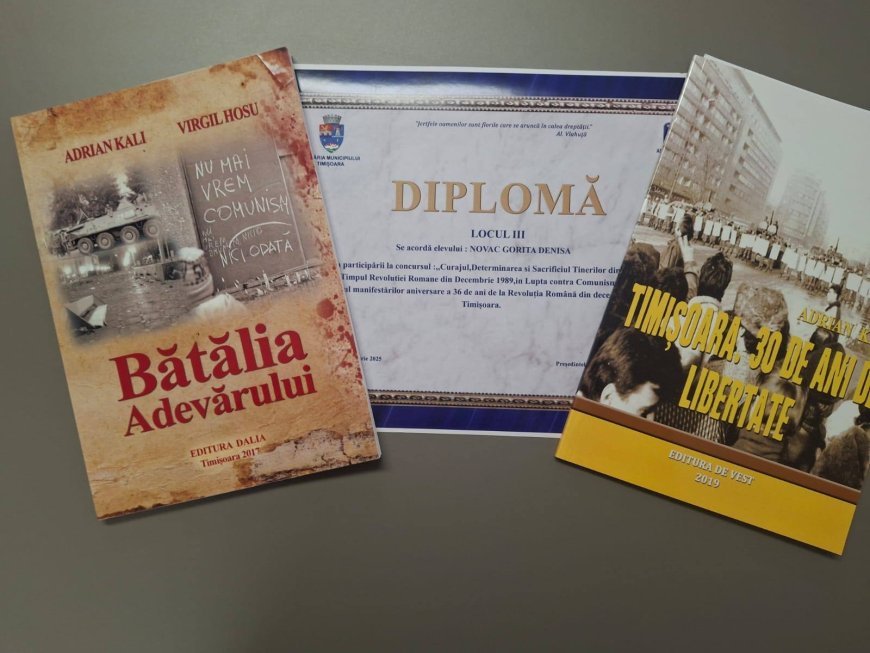Elevă din Giroc, premiată la Concursul de referate istorice despre Revoluția din 1989