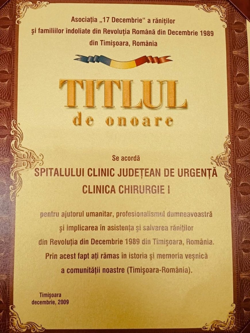 Spitalul „Pius Brînzeu” omagiază eroii Revoluției din 1989