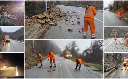 Pietre căzute pe DN 57A și DN 57B în Caraș-Severin