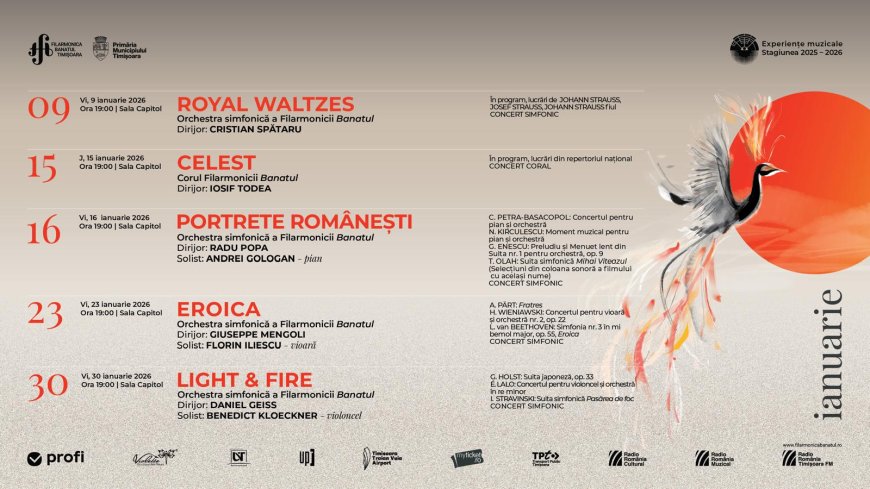 Filarmonica Banatul continuă sărbătoarea muzicii în ianuarie