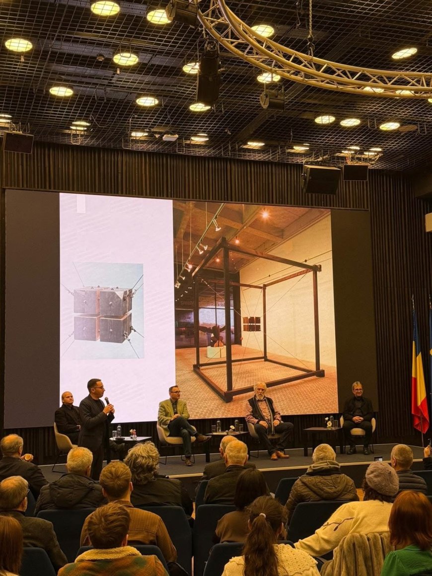 Bata Marianov oferă Consiliului Județean Timiș sculptura „Hambar de sori”