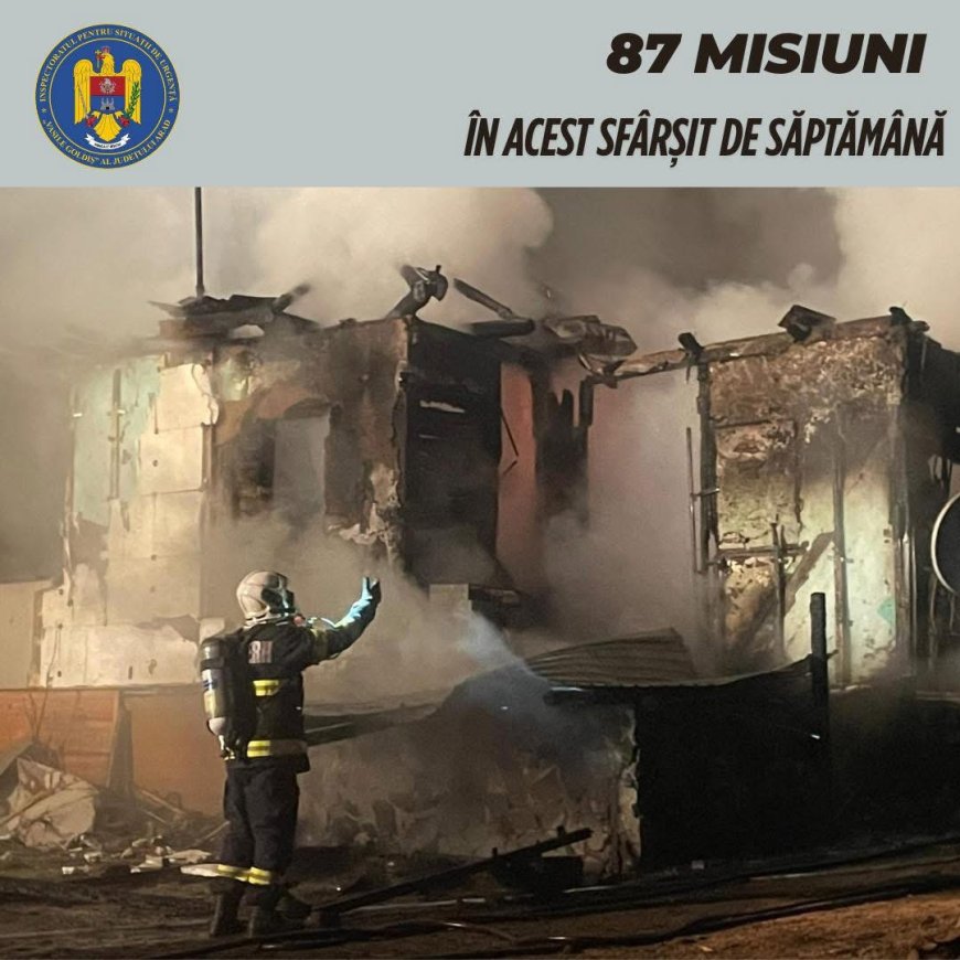 POMPIERII ARĂDENI, LA DATORIE ÎN 87 DE URGENȚE