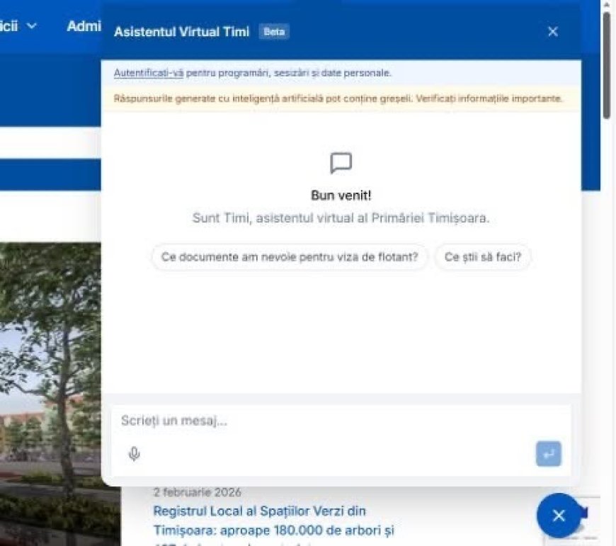 PRIMĂRIA TIMIȘOARA LANSEAZĂ „TIMI”, ASISTENTA VIRTUALĂ PENTRU CETĂȚENI