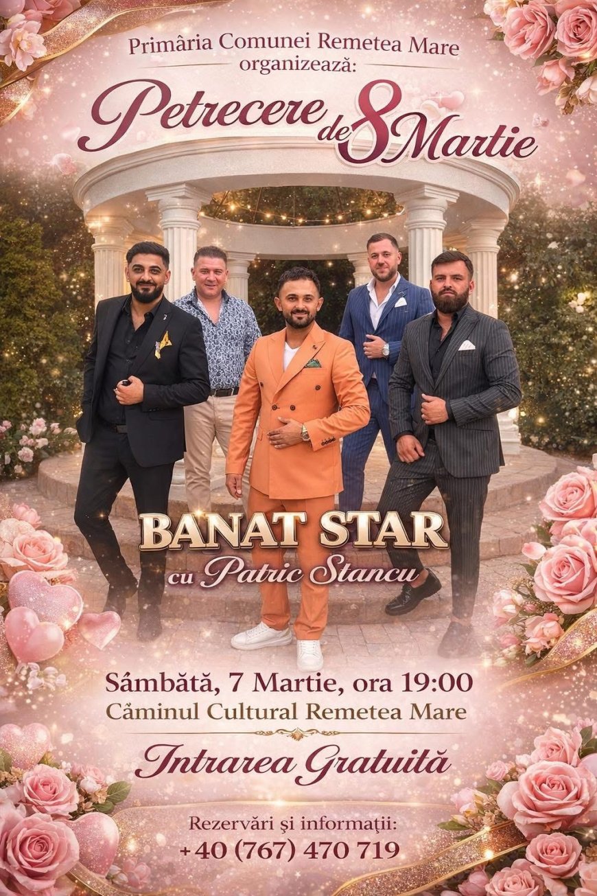 PETRECERE DE 8 MARTIE LA REMETEA MARE: INTRARE GRATUITĂ, MUZICĂ LIVE ȘI MASĂ ASIGURATĂ DE PRIMĂRIE