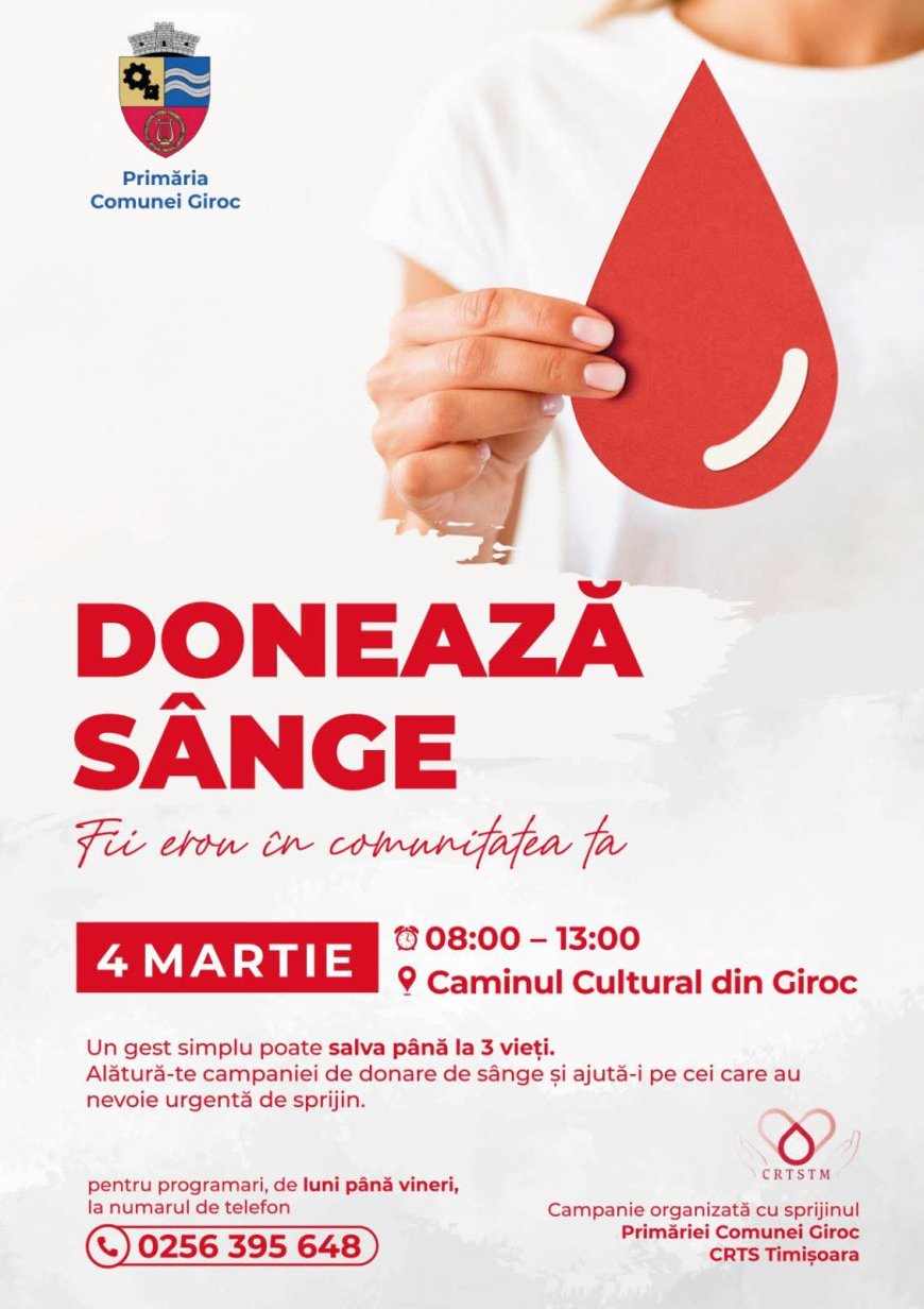 O NOUĂ CAMPANIE DE DONARE DE SÂNGE LA GIROC