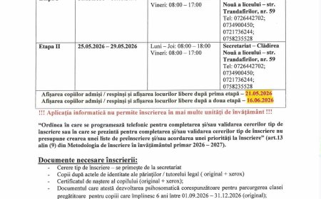 Încep înscrierile în clasa pregătitoare