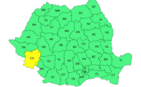 Județul Caraș-Severin, sub cod galben de vânt