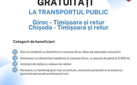 Transport public gratuit pentru mai multe categorii de locuitori din Giroc