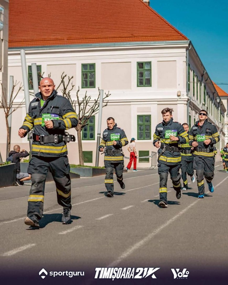 Zeci de pompieri din Timiș au alergat la Timișoara 21K