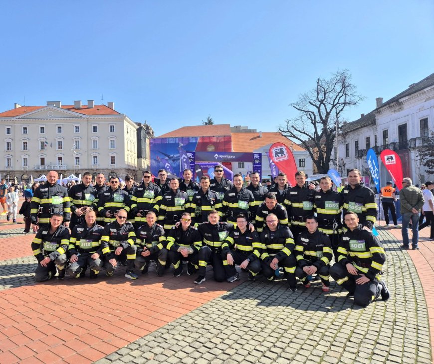 Zeci de pompieri din Timiș au alergat la Timișoara 21K