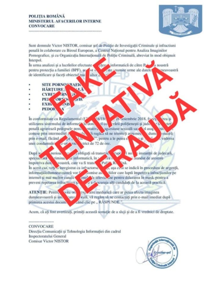 MAI avertizează asupra e-mailurilor false trimise în numele autorităților