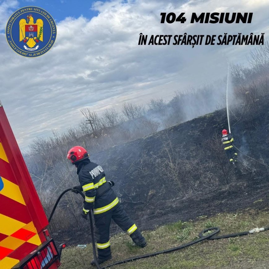 Peste 100 de intervenții ale pompierilor din Arad, în weekend