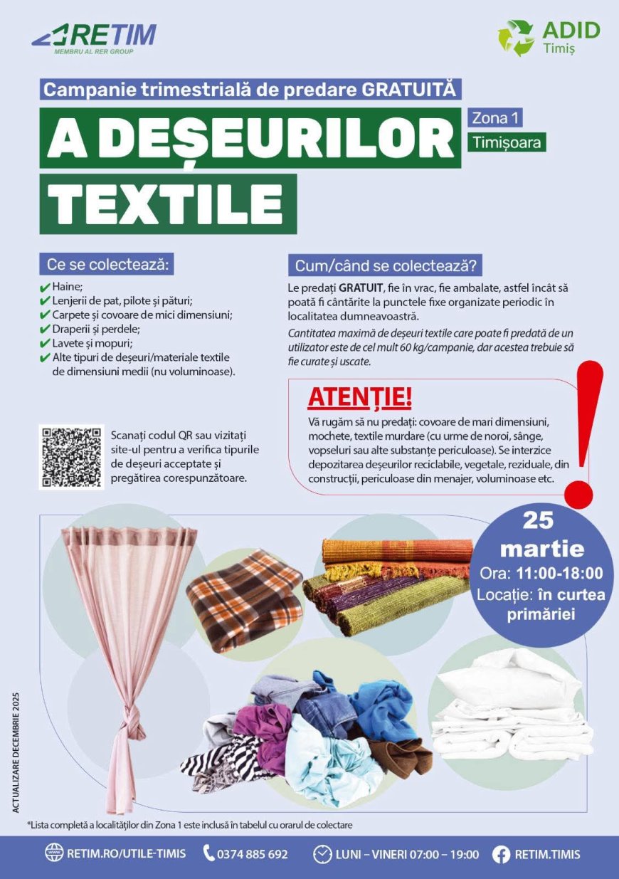 Se colectează deșeurile textile din Șag