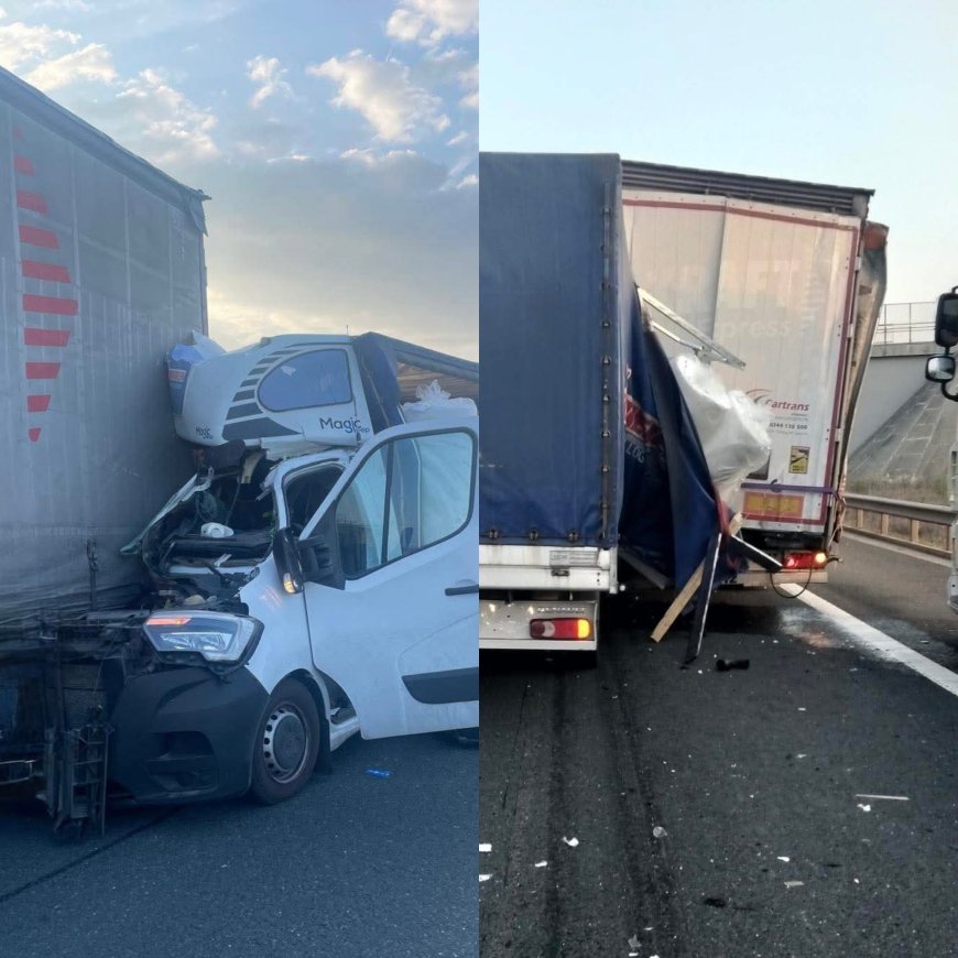 Accident pe A1! Trafic dat peste cap