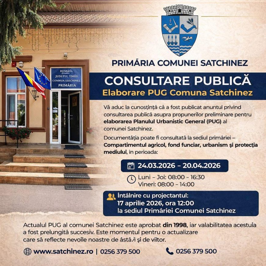 Consultare publică pentru PUG la Satchinez