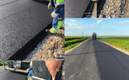 A început turnarea stratului de uzură pe drumul comunal Măureni-Șoșdea
