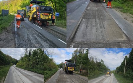 Se lucrează pe drumul care leagă Făgetul de județul Arad
