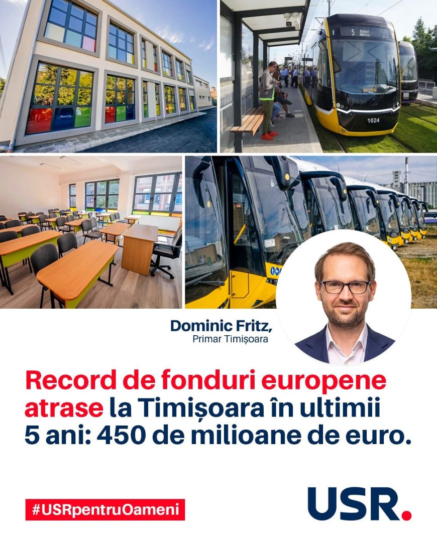 Timișoara atrage fonduri europene record: 450 de milioane de euro investiți în dezvoltarea orașului