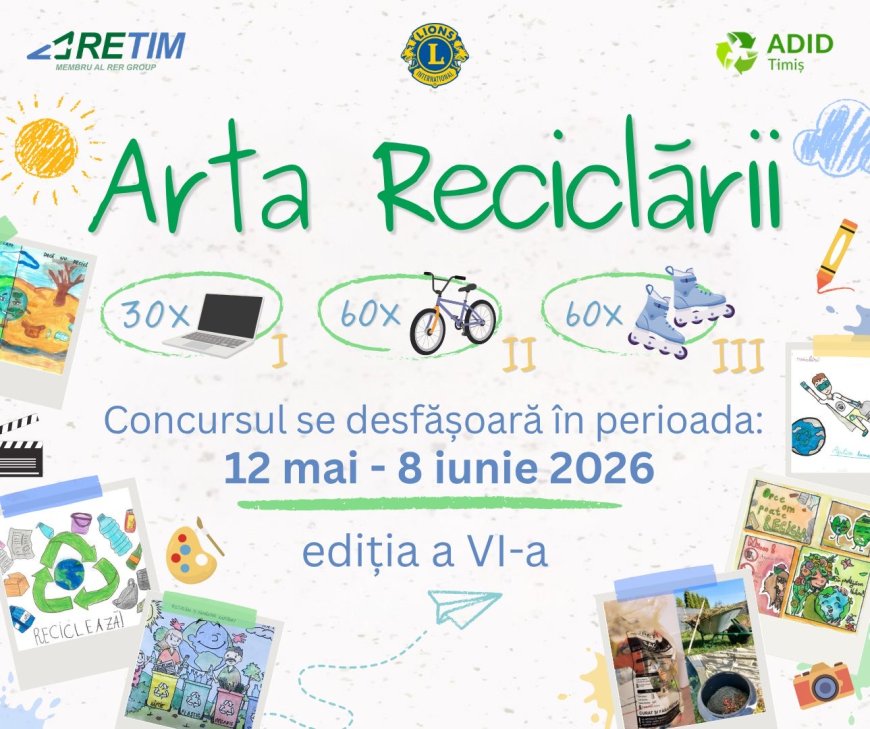 Transformăm deșeurile în artă! ADID Timiș, RETIM și Lions Club lansează ediția a VI-a a concursului „Arta Reciclării” – Zeci de laptopuri și biciclete puse în joc