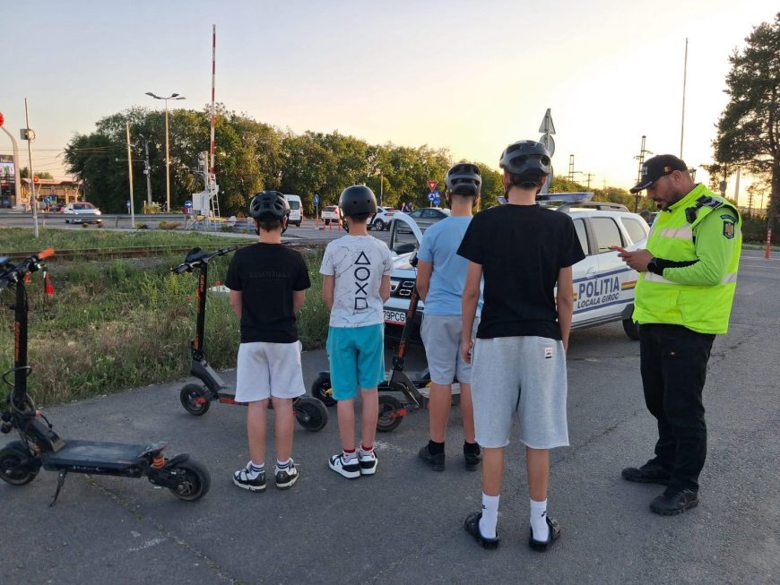 Poliția Locală Giroc atrage atenția asupra comportamentului periculos al unor minori pe trotinete