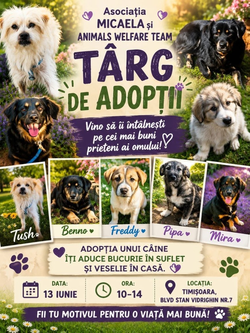 Târg de adopții canine organizat sâmbătă, la Timișoara