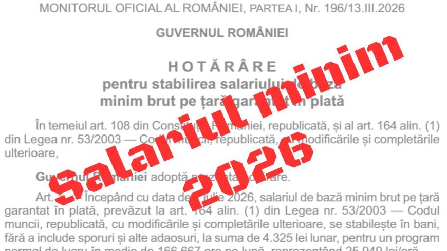 Salariul de bază minim brut se majorează