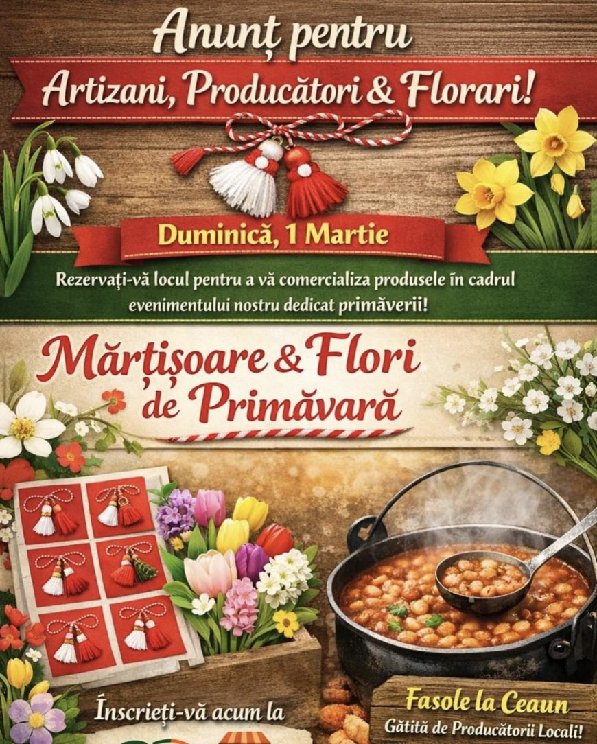 Mărțișoare, flori și produse tradiționale la piață