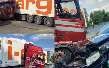 Mașină făcută praf de camion