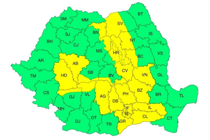 Cod galben de furtuni și vijelii în mai multe județe din țară