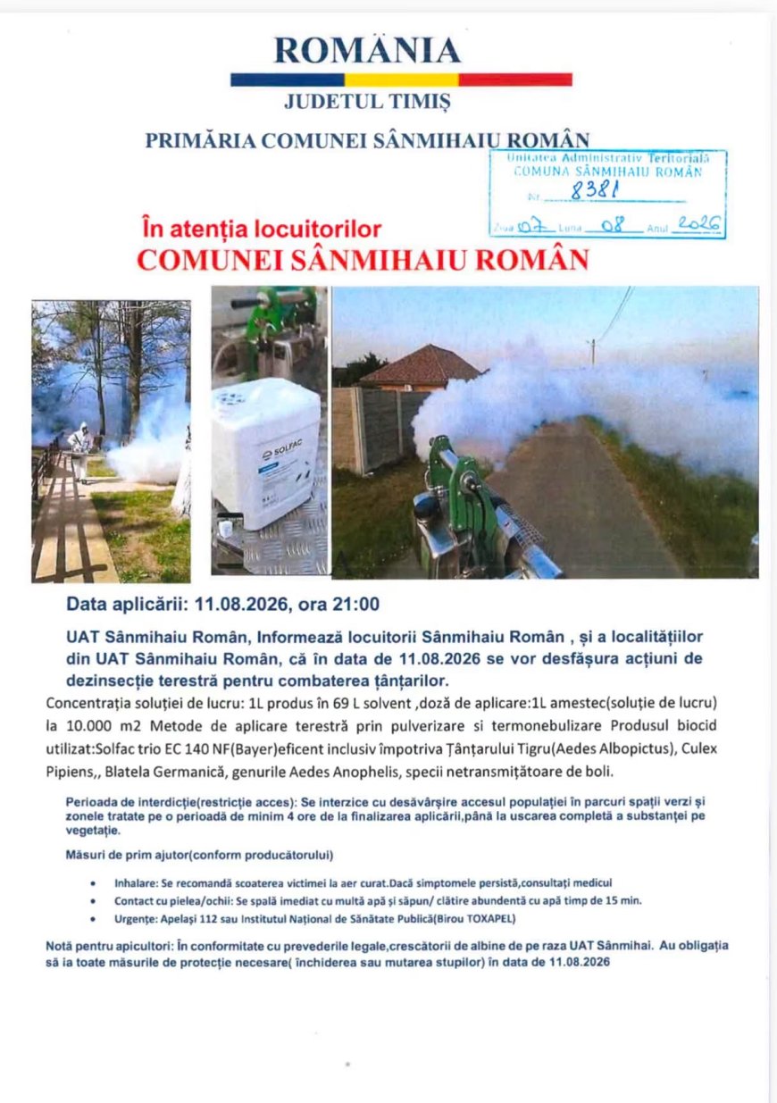 A doua dezinsecție în Sânmihaiu Român