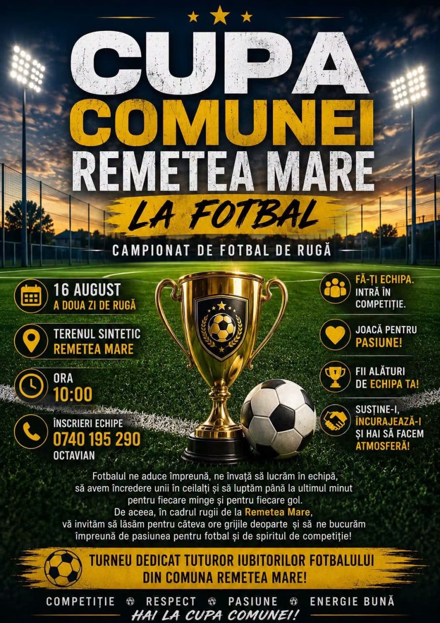 Cupa Comunei Remetea Mare la Fotbal
