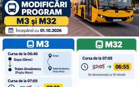 M3 și M32 își schimbă programul de circulație, de la 1 octombrie