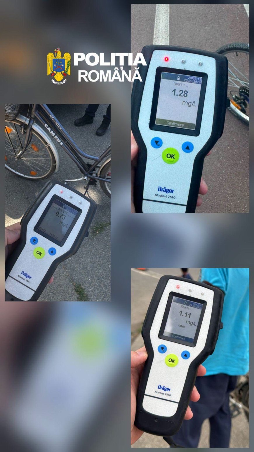 Biciclist prins băut, două zile la rând