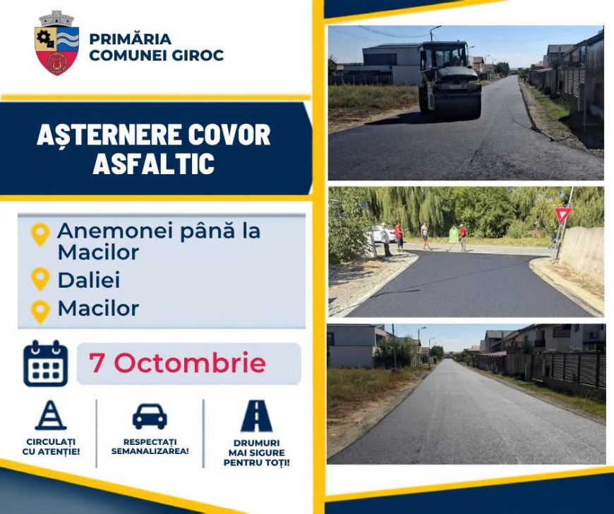 Se asfaltează trei străzi din Giroc