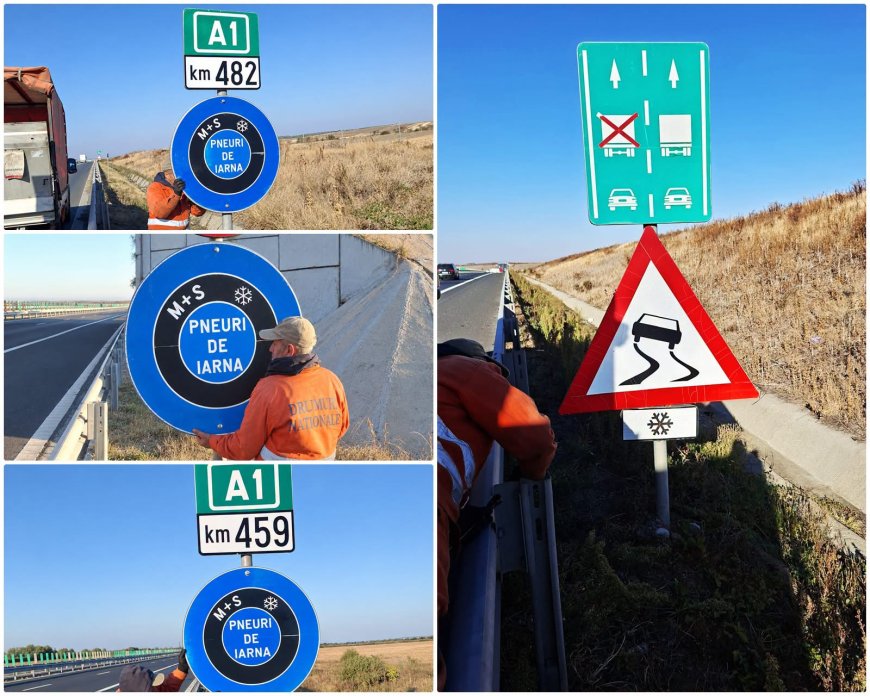 Indicatoarele pentru sezonul de iarnă, montate pe autostrada A1