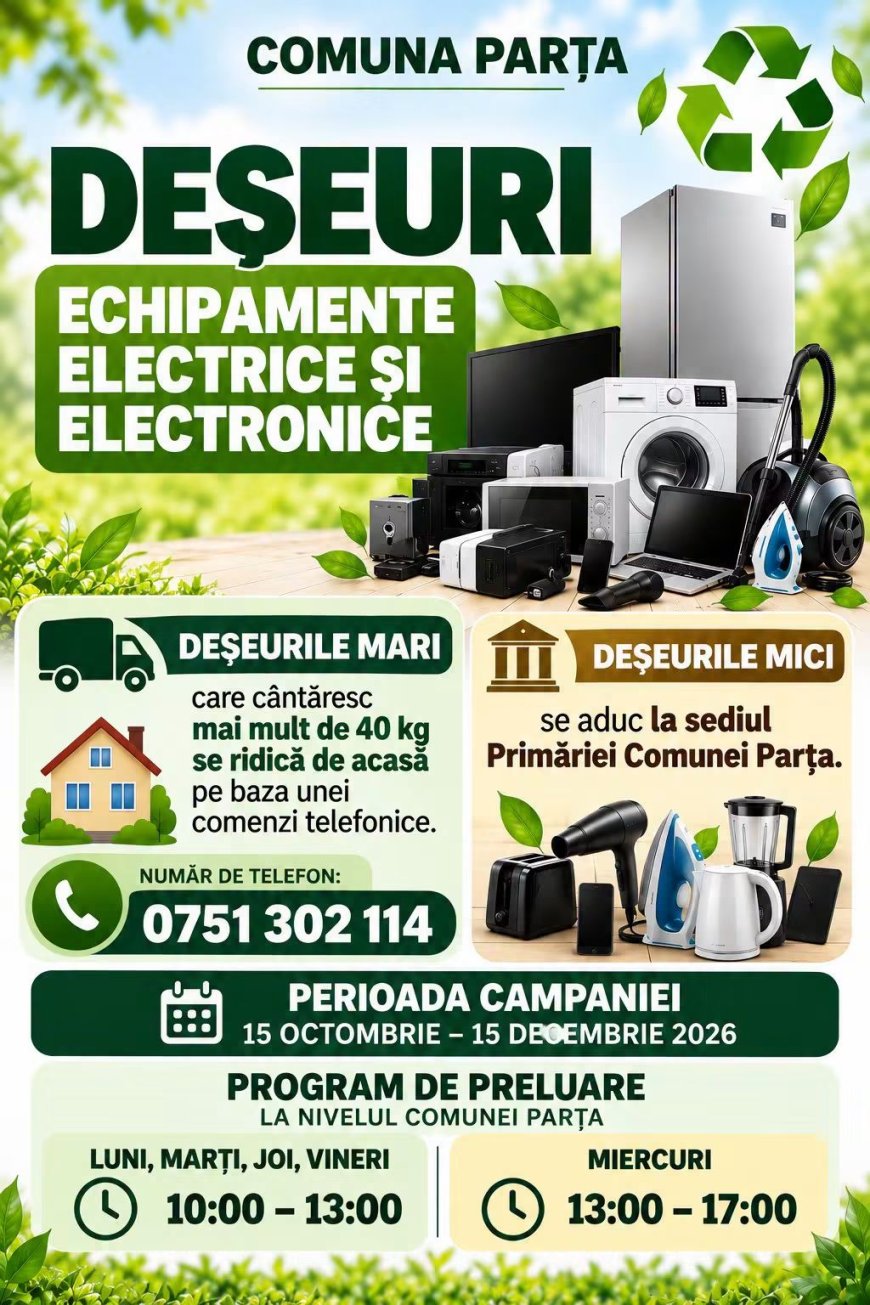 Se colectează deșeurile electrice și electronice din Parța